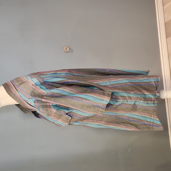 Western Plainsman For Tall Men Striped Pearl Snap Short Sleeve Shirt Vintage 90s - Picture 5 of 12